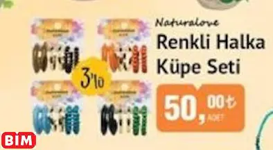 NATURALOVE RENKLİ HALKA KÜPE SETİ